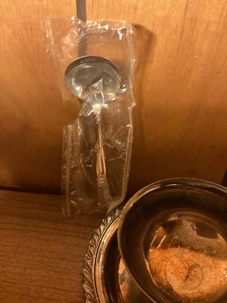 Vintage Silver Plate Sauce Bowl With Spoon