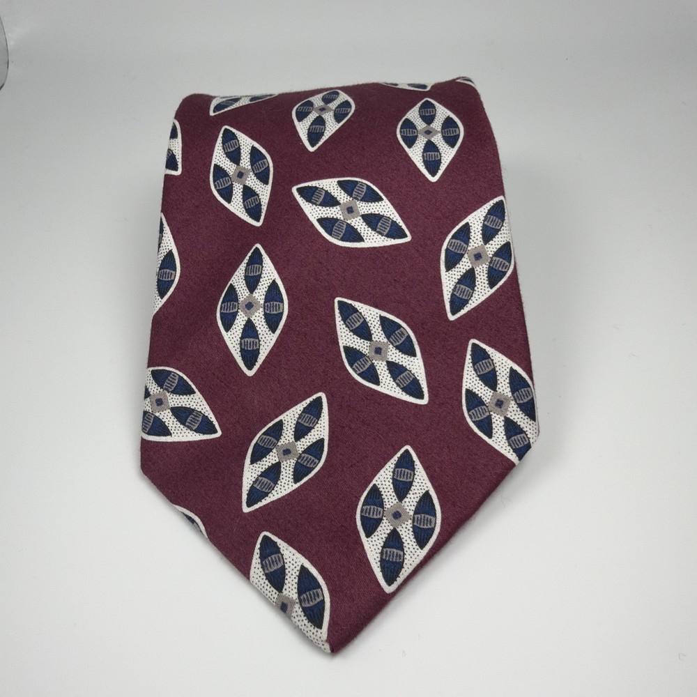 Robert Talbott  Tie Maroon Navy Geometric 58”x3 3/4”