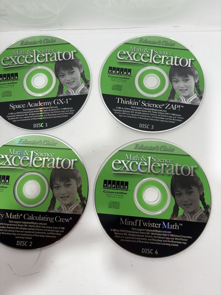 Math Science Excelerator 8 Discs Educator Choice Excl Program CD-ROM Green Orang