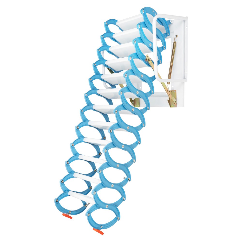 12 Steps Attic Ladder Folding Loft Ladder Wall Mounted Pull Down Attic Stairs