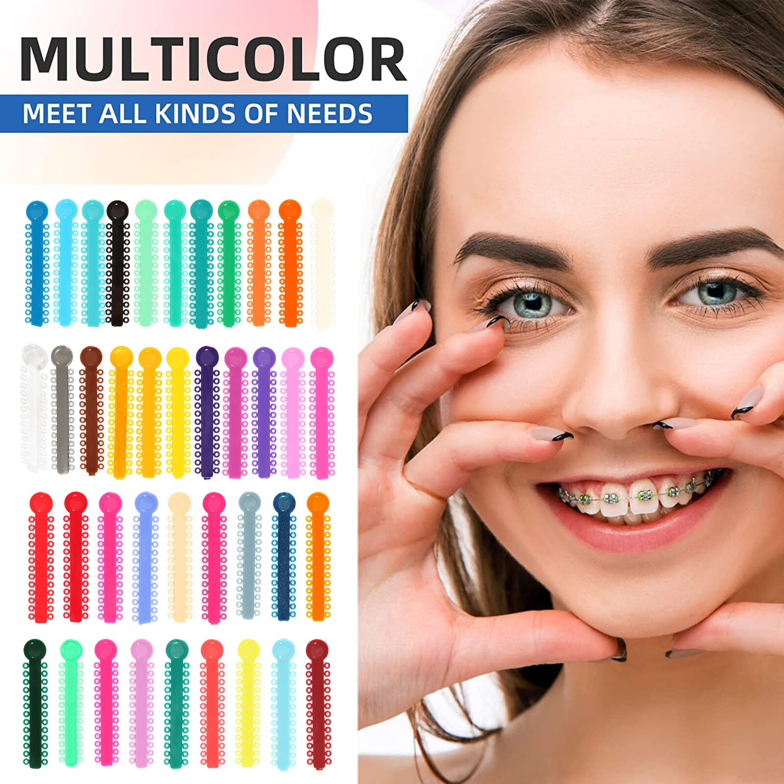 1040Pcs Dental Elastic Ligature Ties Rubber Power Bands for Orthodontic Braces