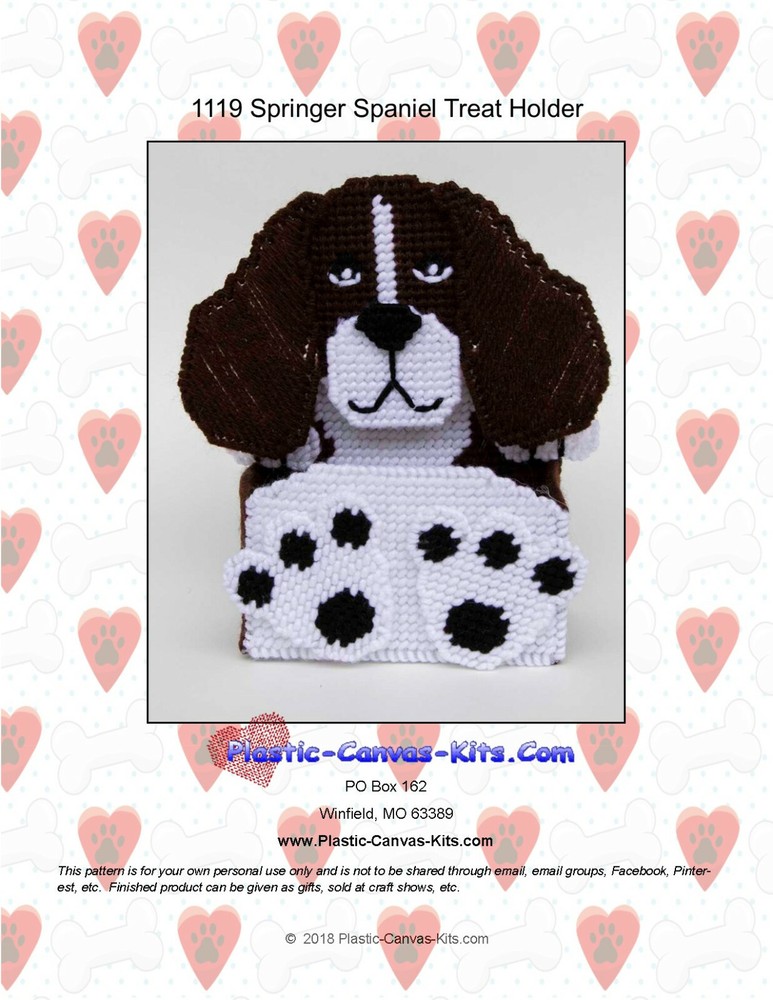 Springer Spaniel Dog Treat Holder- Plastic Canvas Pattern or Kit