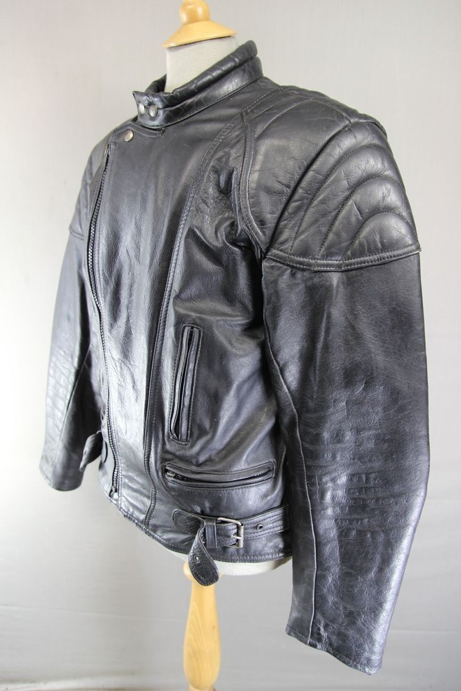 CLASSIC BLACK LEATHER BIKER JACKET 40 INCH/MEDIUM