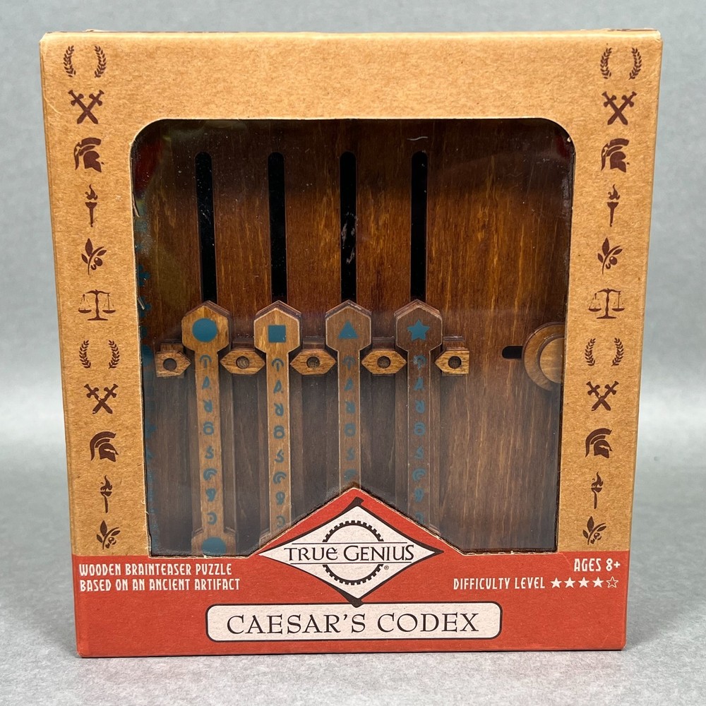 Caesar's Codex Puzzle Box - True Genius Wooden Brainteaser, Multi-Step Codex Box