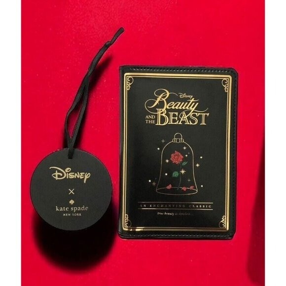 NWT Disney X Kate Spade Beauty And The Beast Passport Holder Card Case Leather