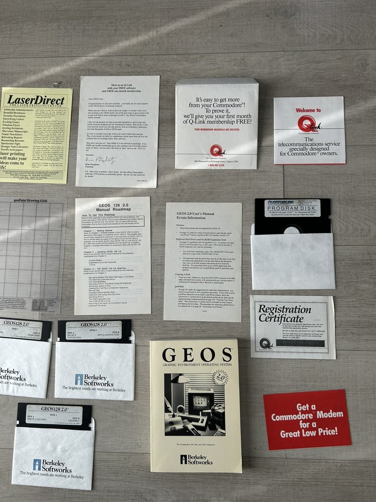 GEOS 128 2.0 Commodore 128 Operating System w/ Box, Manuals, Paperwork...