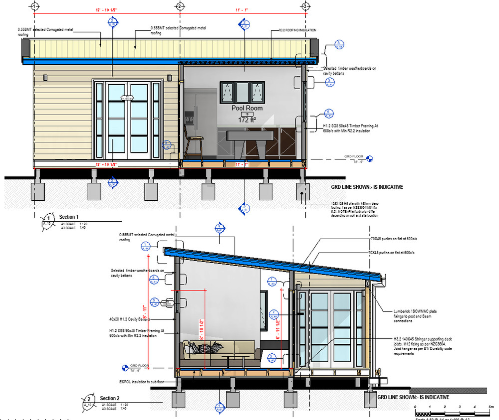 Tiny House ADU working s 2 Room Layout, (400SF) Covered Deck, PDF+ CAD File