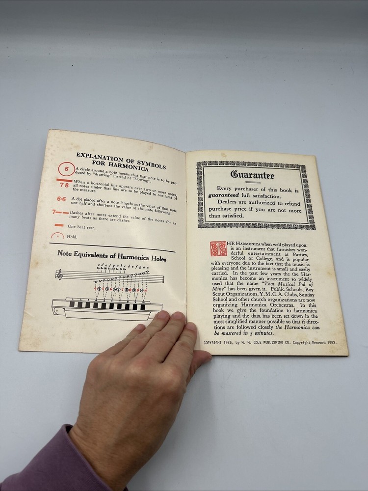 Harmonica Self Instruction 5 Minute Series Method Pamphlet