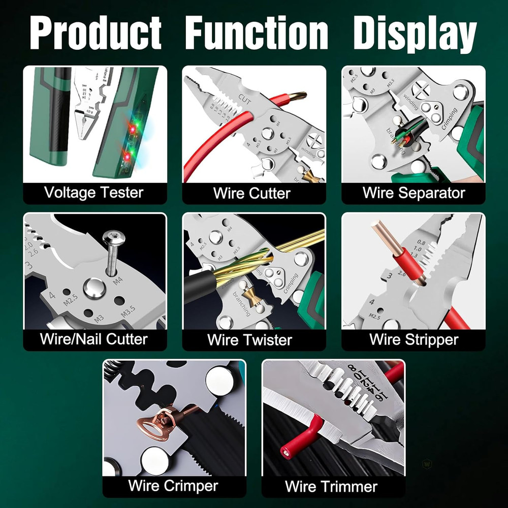 Multi-Function Foldable Wire Stripper Voltage Tester Professional Foldable