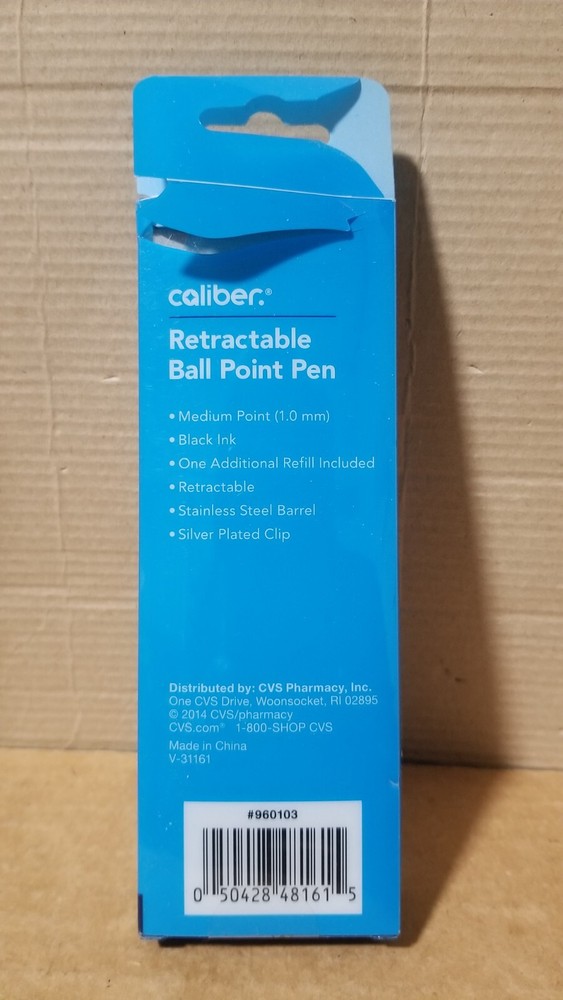 Caliber Retractable Medium Point Black ink BallPoint Pen & Refill, Damaged pack