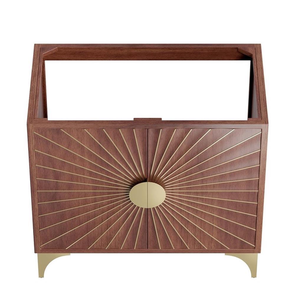 Modway Daylight 36" Solid Mango Wood Bathroom Vanity Cabinet in Walnut