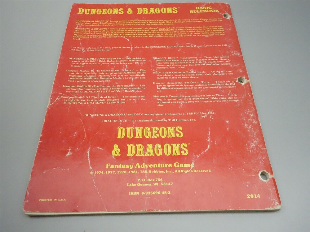 Dungeons & Dragons, D&D: Fantasy Adventure Game Basic Rulebook (TSR 2014)
