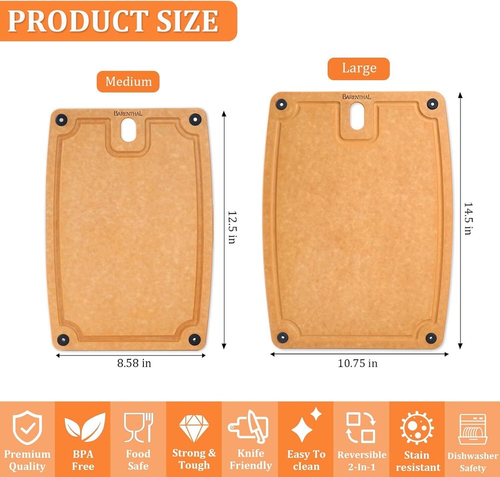 cutting boards for kitchen dishwasher - 2PC cutting board set double-sided