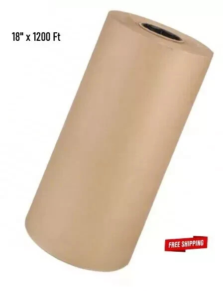 18" x 1200 ft Brown Kraft Paper 30 lb Basis Weight Roll Packaging Shipping