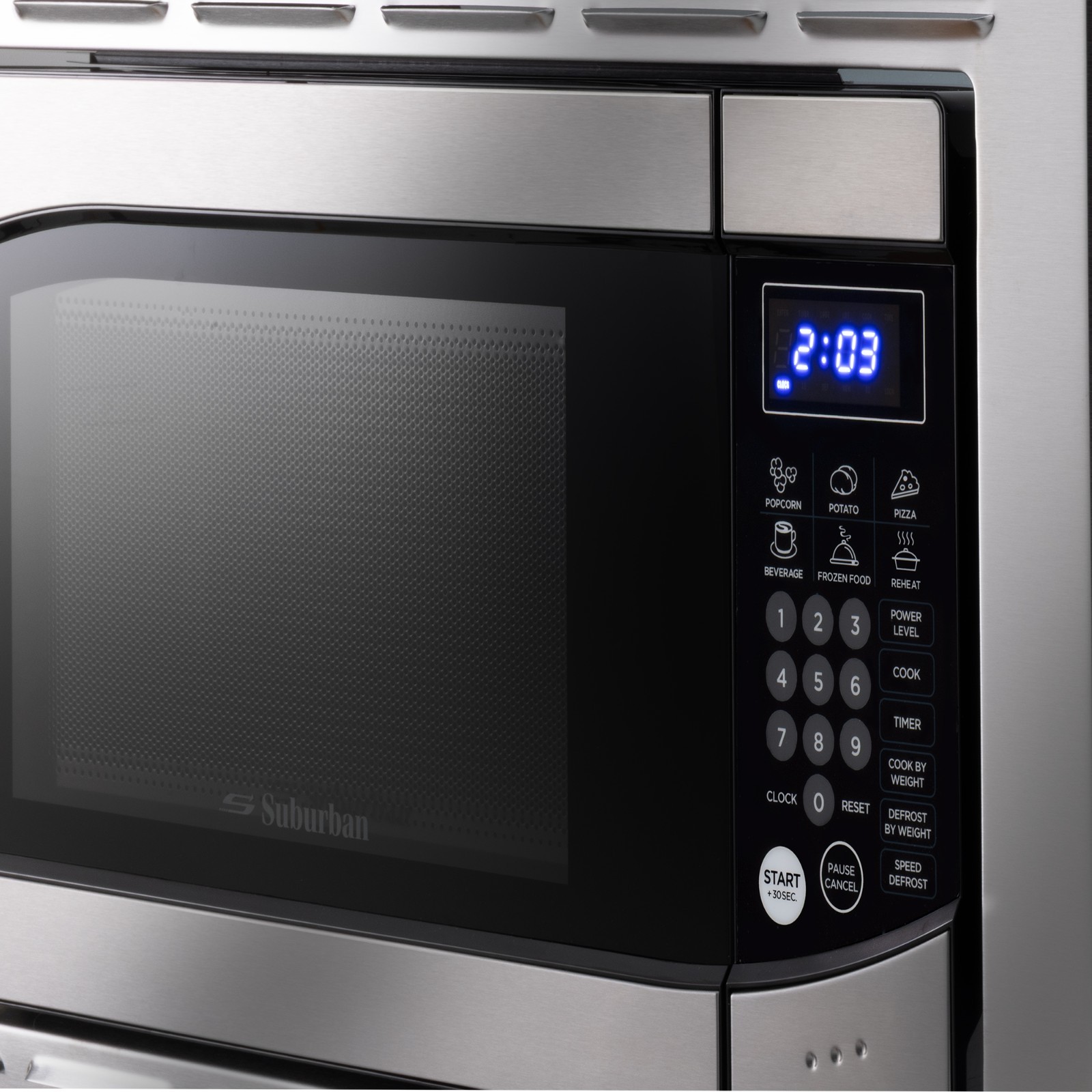 RecPro Suburban RV Built-In Microwave 0.9 Cu Ft Stainless Steel w/ Trim Kit 900W