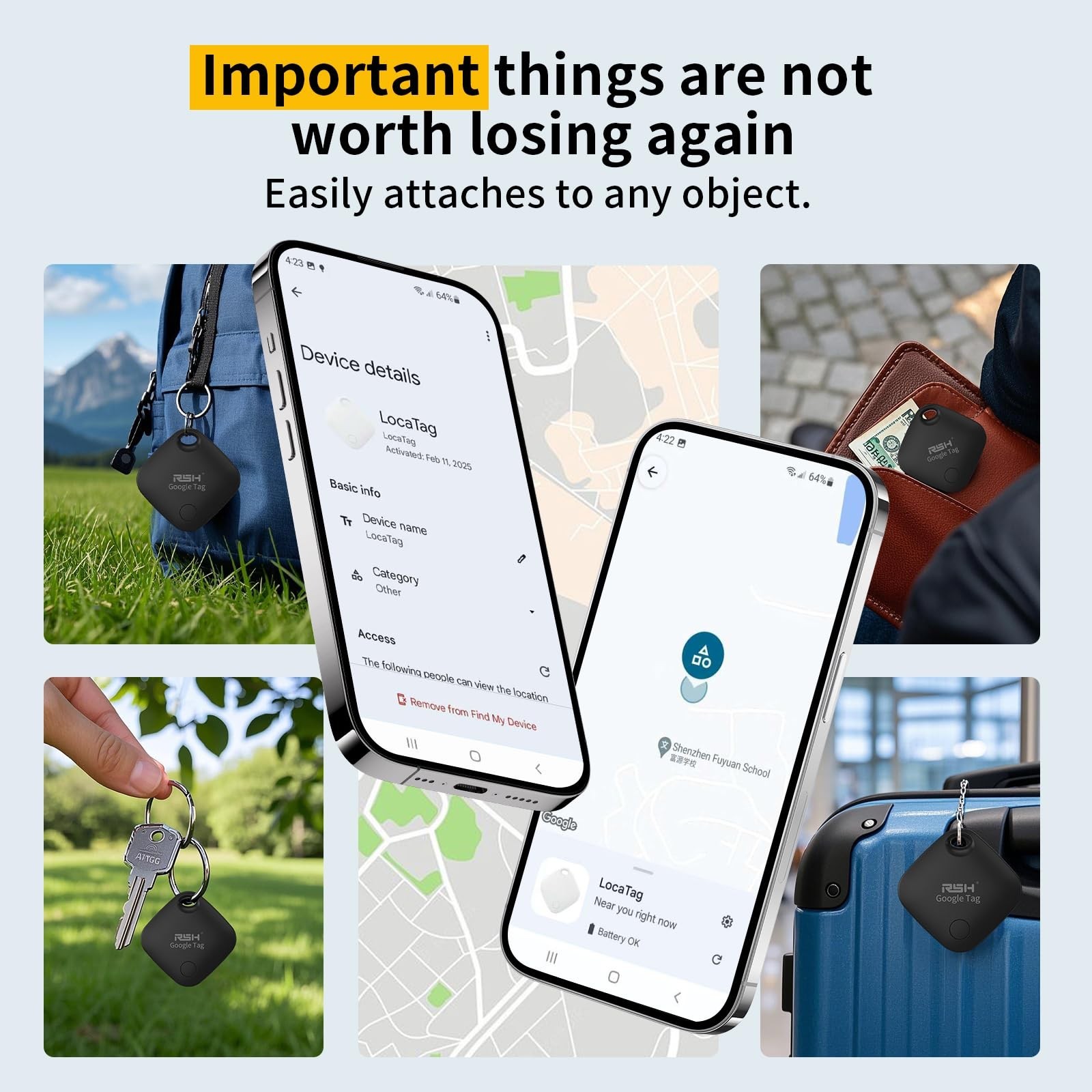 Air Tracker Tag for Android 4 Pack Luggage Tracker Tags 2026Update Works with...