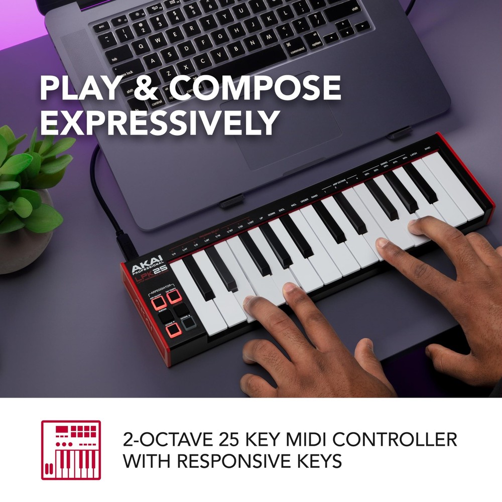 LPK25 - USB MIDI Keyboard Controller with 25 Responsive Synth Keys for Mac an...