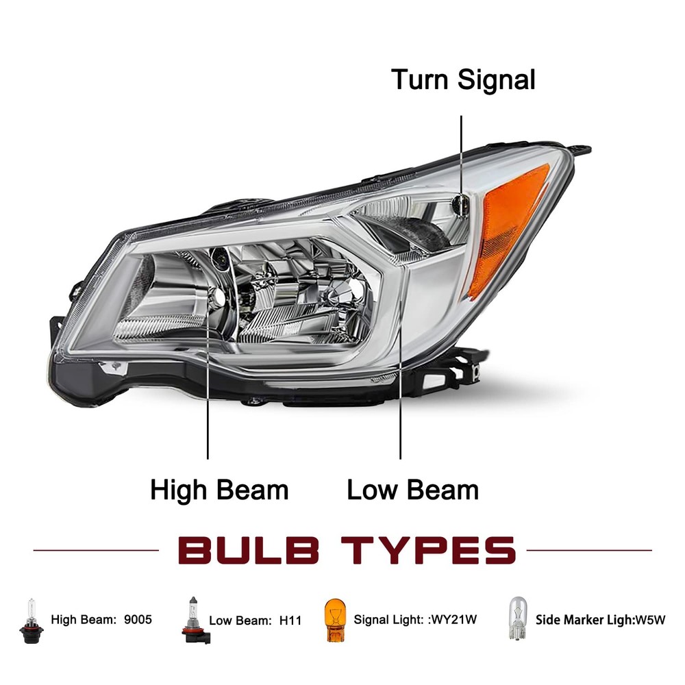 Forester 2014-2016 Halogen Headlight Assembly Left Driver Side Chrome