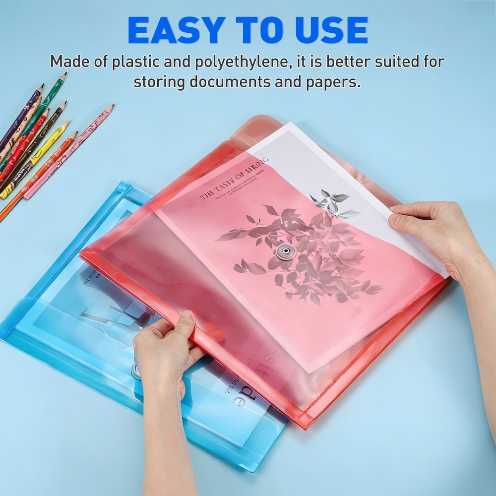 3-Pack Clear Plastic Poly Document Envelopes in Orange