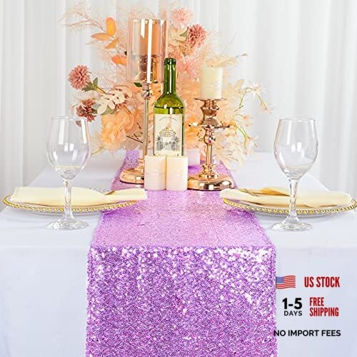 2x72-Inch Rectangle--Sequin Table Runner for Wedding 1 Lavender