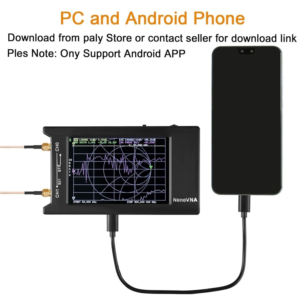 HF VHF UHF Antenna Analyzer 4" LCD Touch Screen