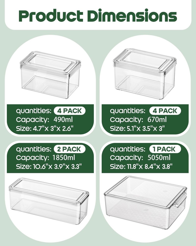 11 Pack Refrigerator Organizers and Storage, Stackable Fridge Organizer Bins,...