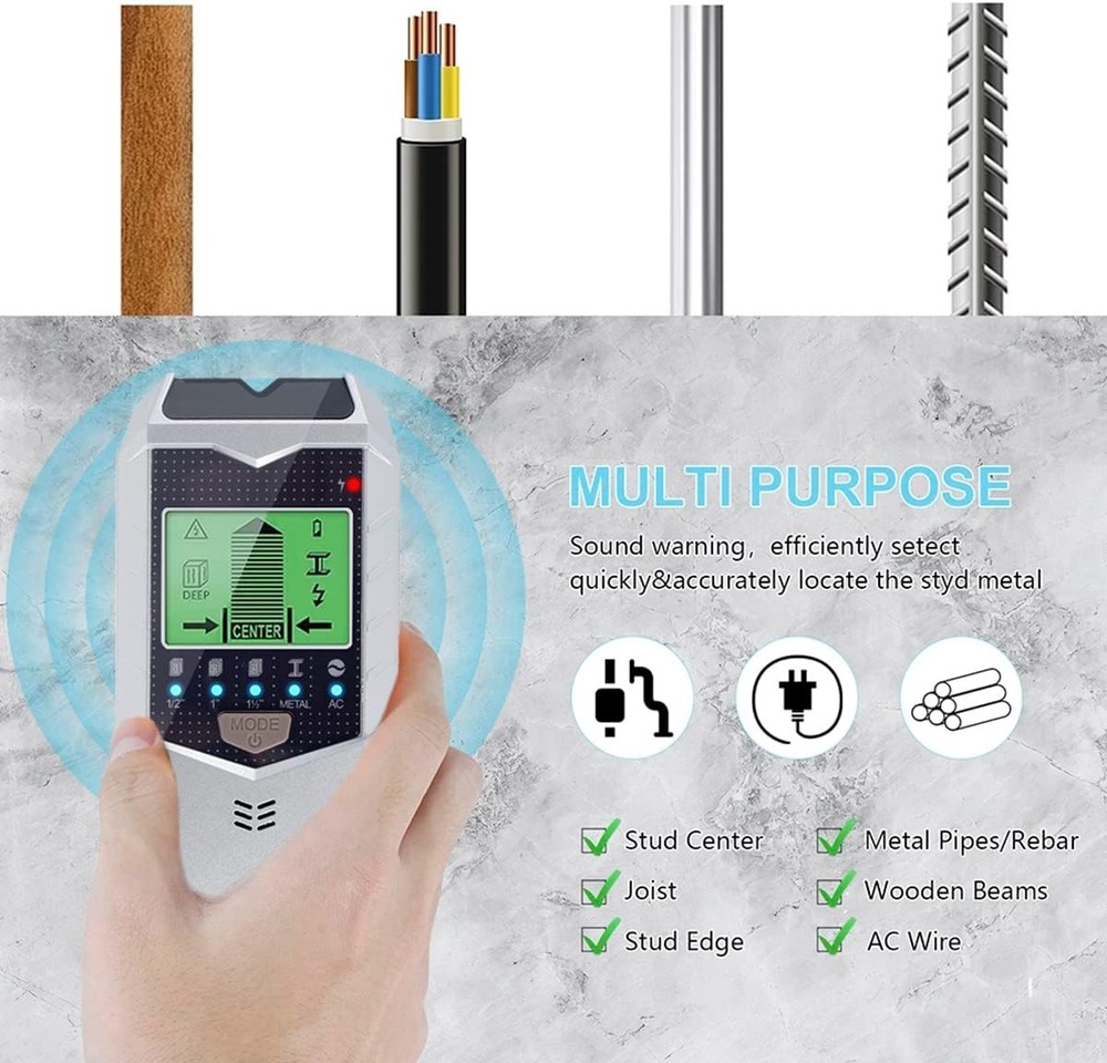 Stud Finder Wall Scanner, 5 in 1 Stud Detector with LCD Display(without Battery)