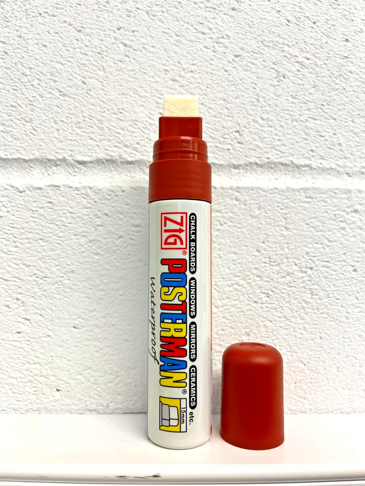 Kuretake ZIG Posterman Waterproof PMA-120 Liquid Chalk Pen 15mm Chisel Tip – Bro