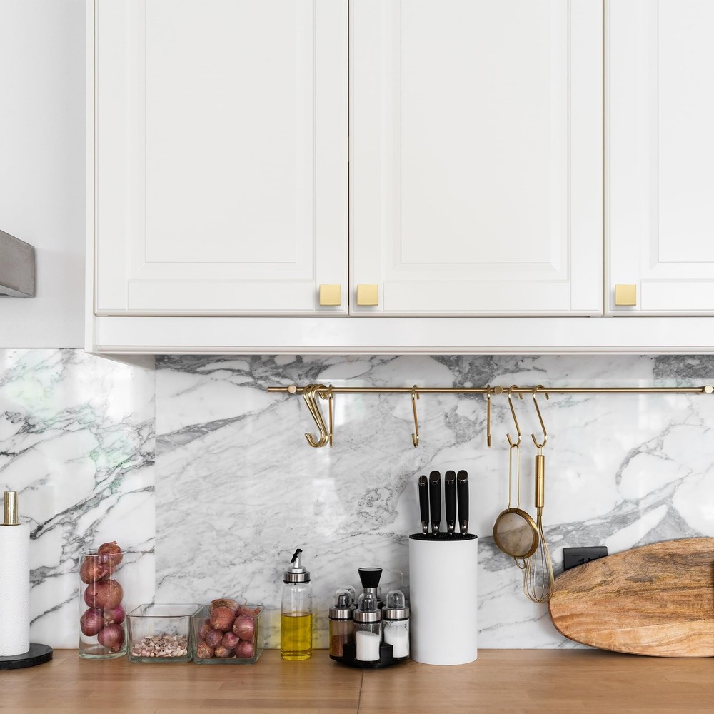 10 PCS Cabinet Knobs Brushed Gold Square Hardware for Drawers Kitchen