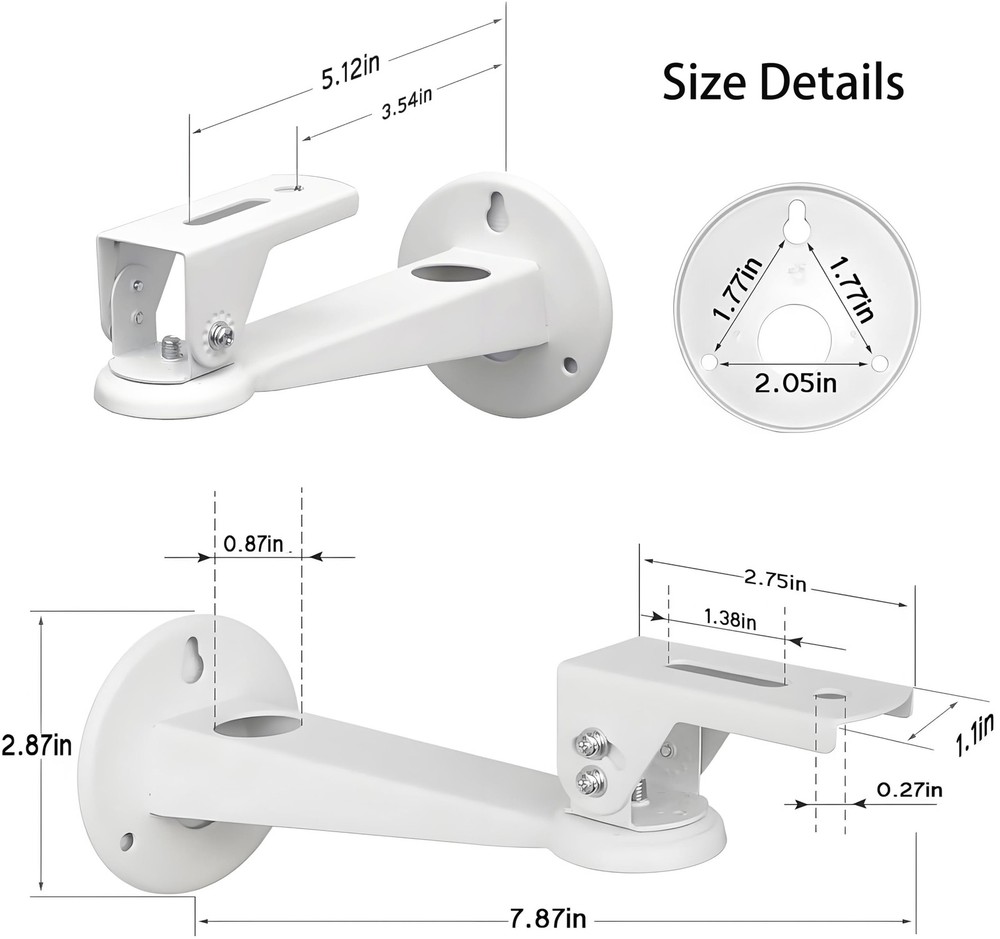 Projector Wall Mount Adjustable 360 Rotation 7.7lb Load White