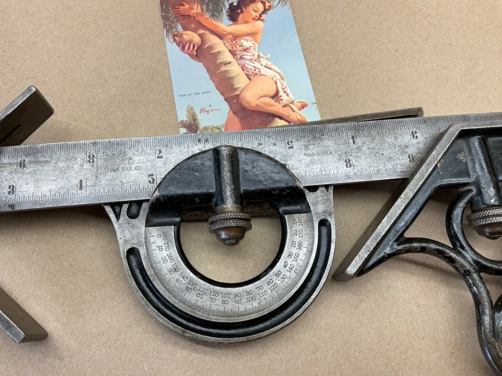 Union Combination Square Protractor Center Finder & Blade - Pro Vintage Tool