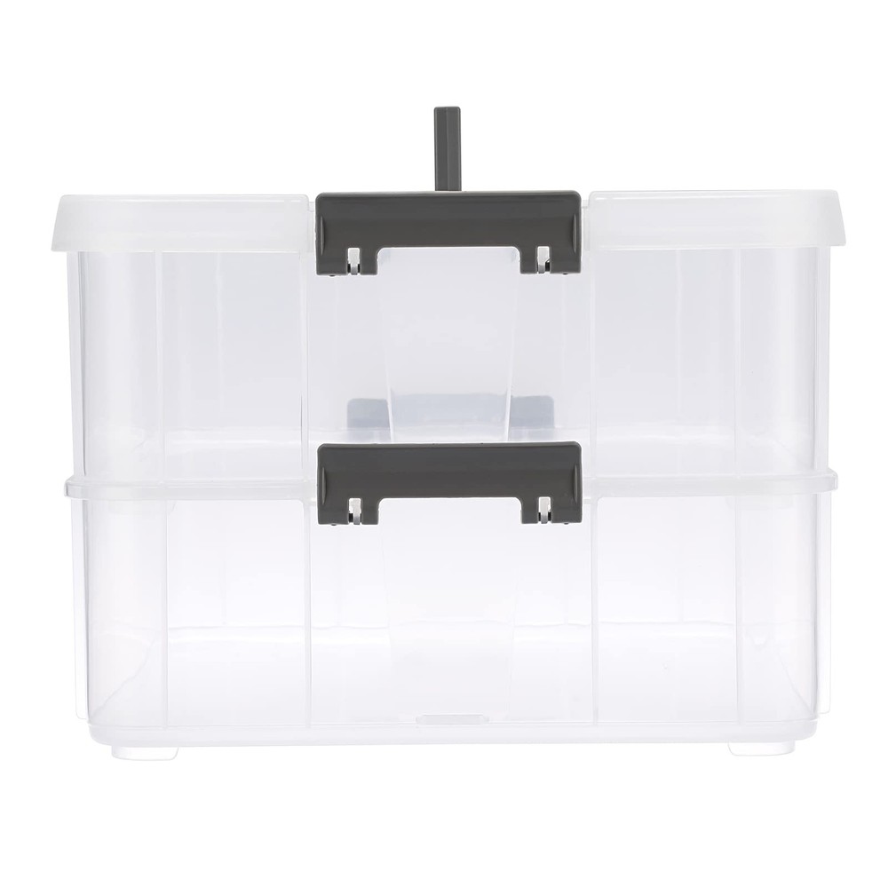 2 Layer Stack & Carry Box Plastic Multipurpose Portable Storage Container Box Ha