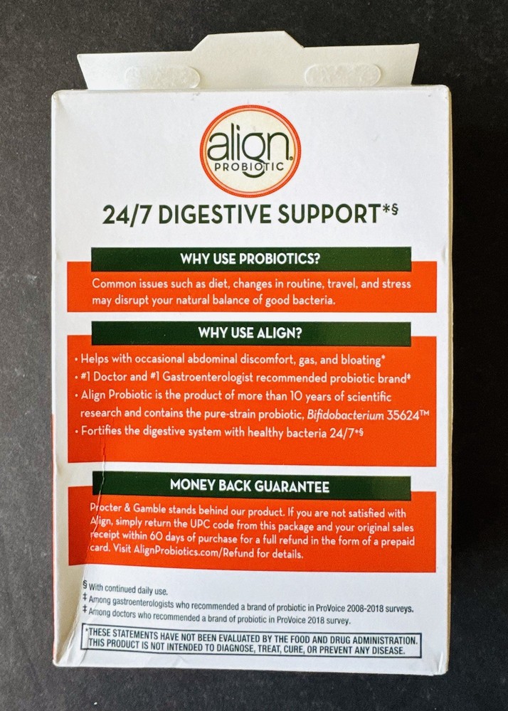 28 CAPSULES ALIGN PROBIOTIC 24/7 DIGESTIVE SUPPORT BB: 01/2027