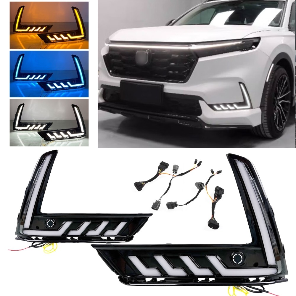 Pair For Honda CR-V CRV 2023-2025 LED DRL Fog Light Turn Signal With Sensor Hole