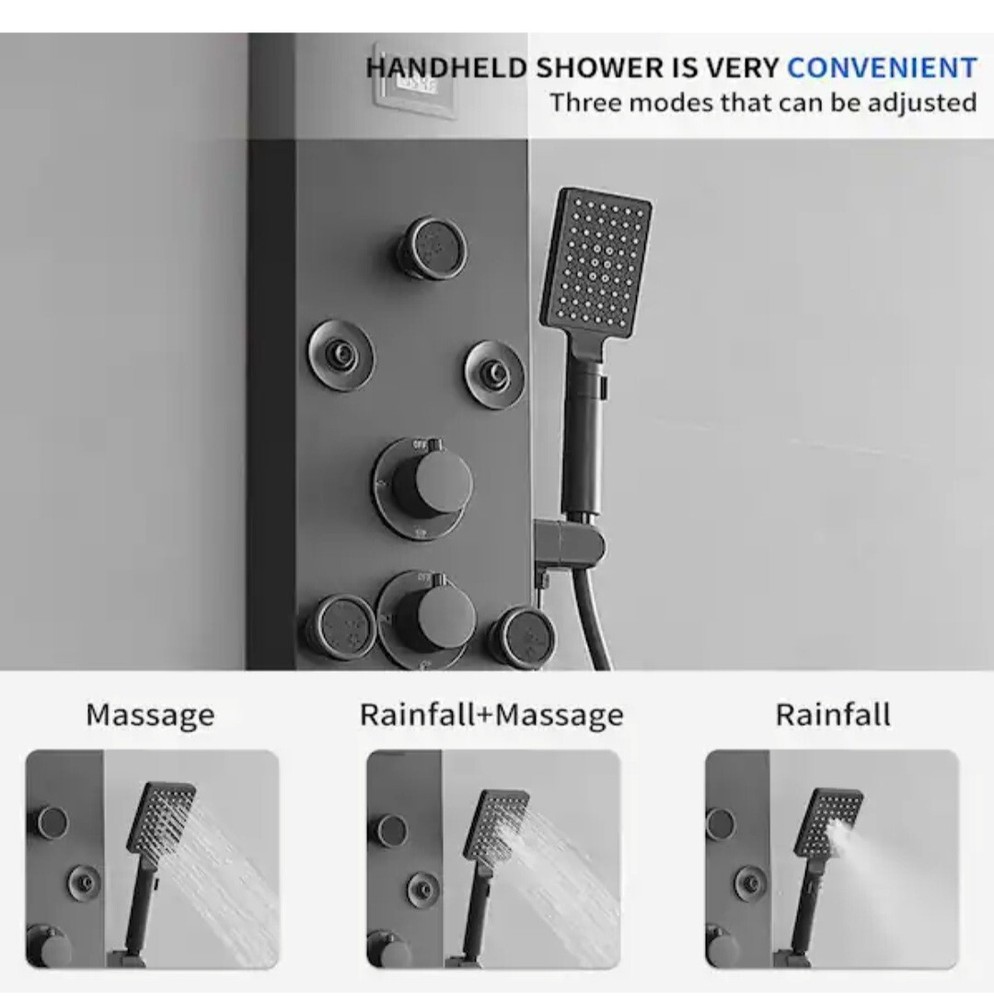 8-Jet Rainfall Shower Tower Shower Panel System with Rainfall Waterfall...