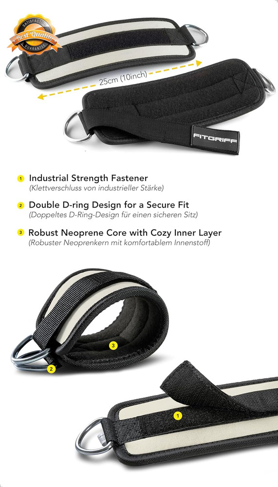 Ankle Straps for Cable Machine Gym Workout Leg Kickback Attachment 2pc