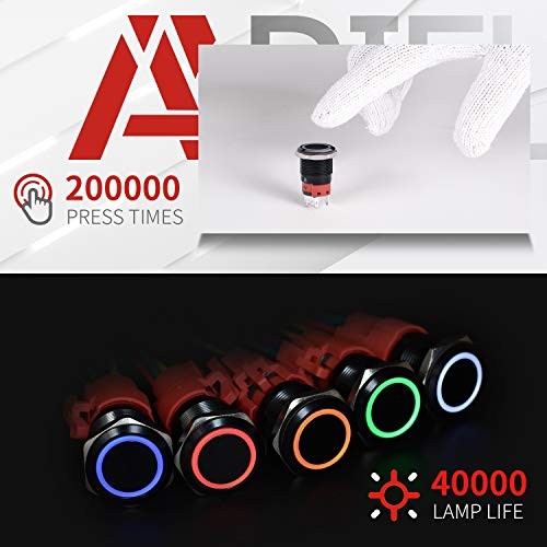 19mm Momentary Push Button Switch On Off Aluminium Black Shell Black Shell-Red