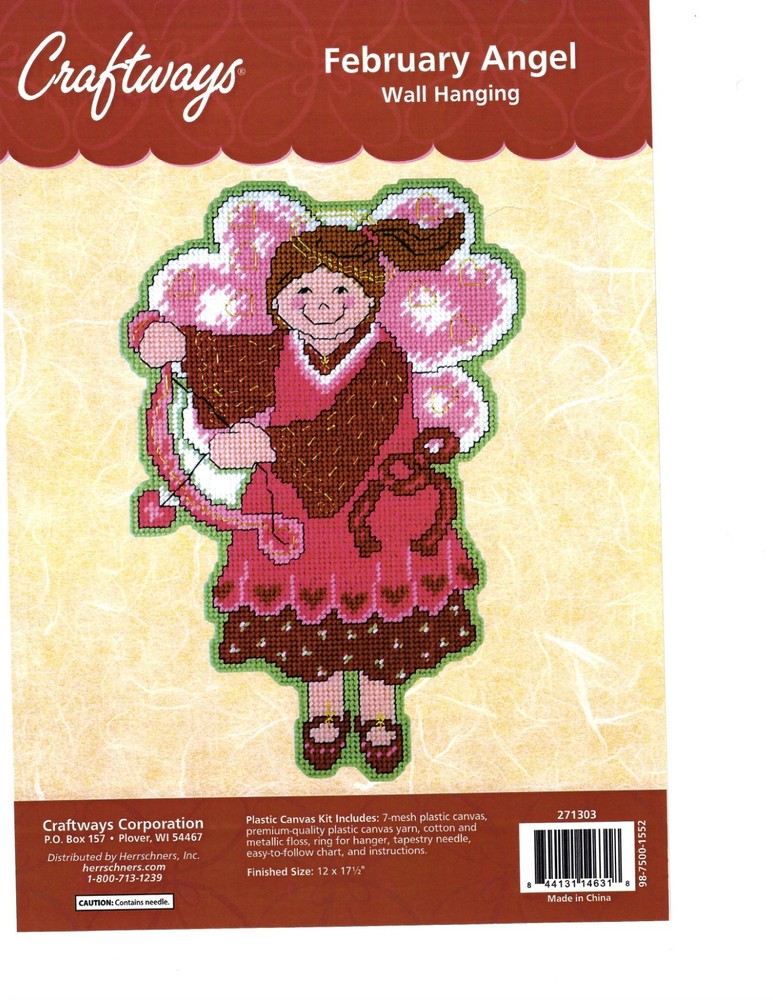 FEBRUARY ANGEL  WALL HANGING  7ct plastic canvas PATTERN (#TF0268)