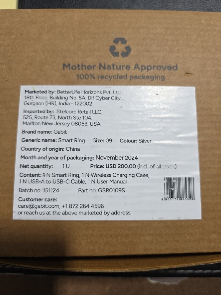 Gabit Smart Ring Size 9 Silver