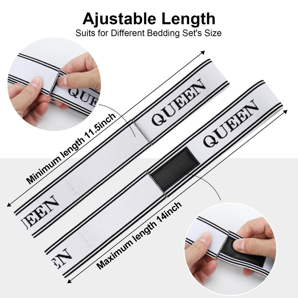 8 Pcs Bed Sheet Organizer Bands with Hook and Loop Adjustable Sheet Organizer...