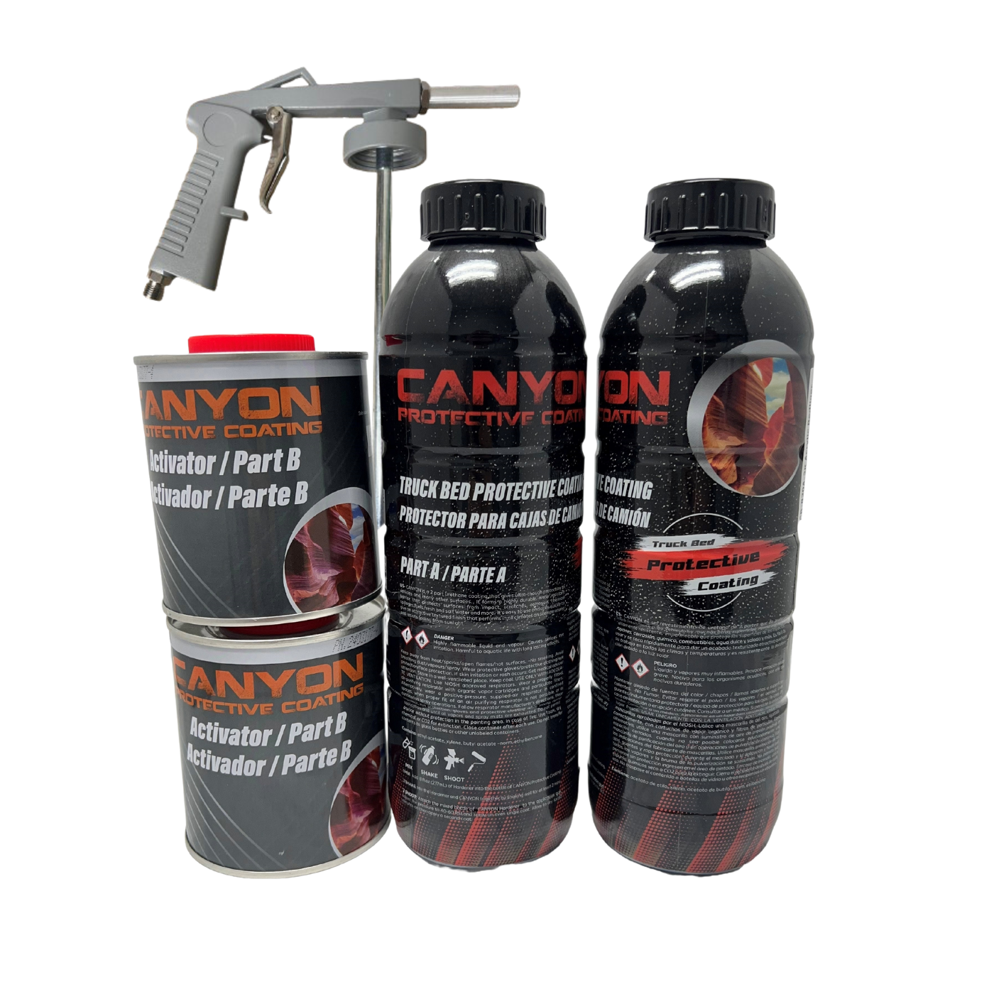 Canyon Acrylic Black Spray-On Truck Bed Liner 2 Liter Kit w/ Spray Gun