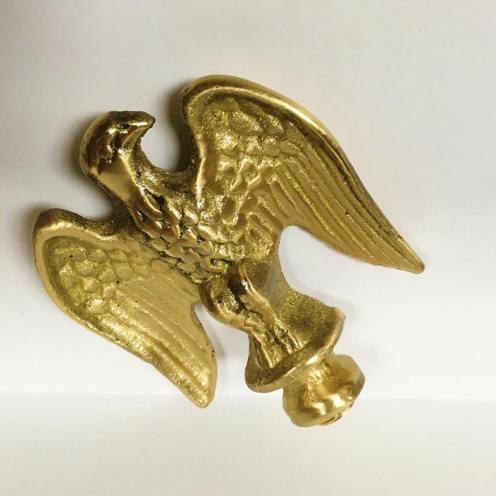 Lamp Finial-Solid Cast BRASS EAGLE, Highly Detailed W/Dual Threads, WB Finish-FS