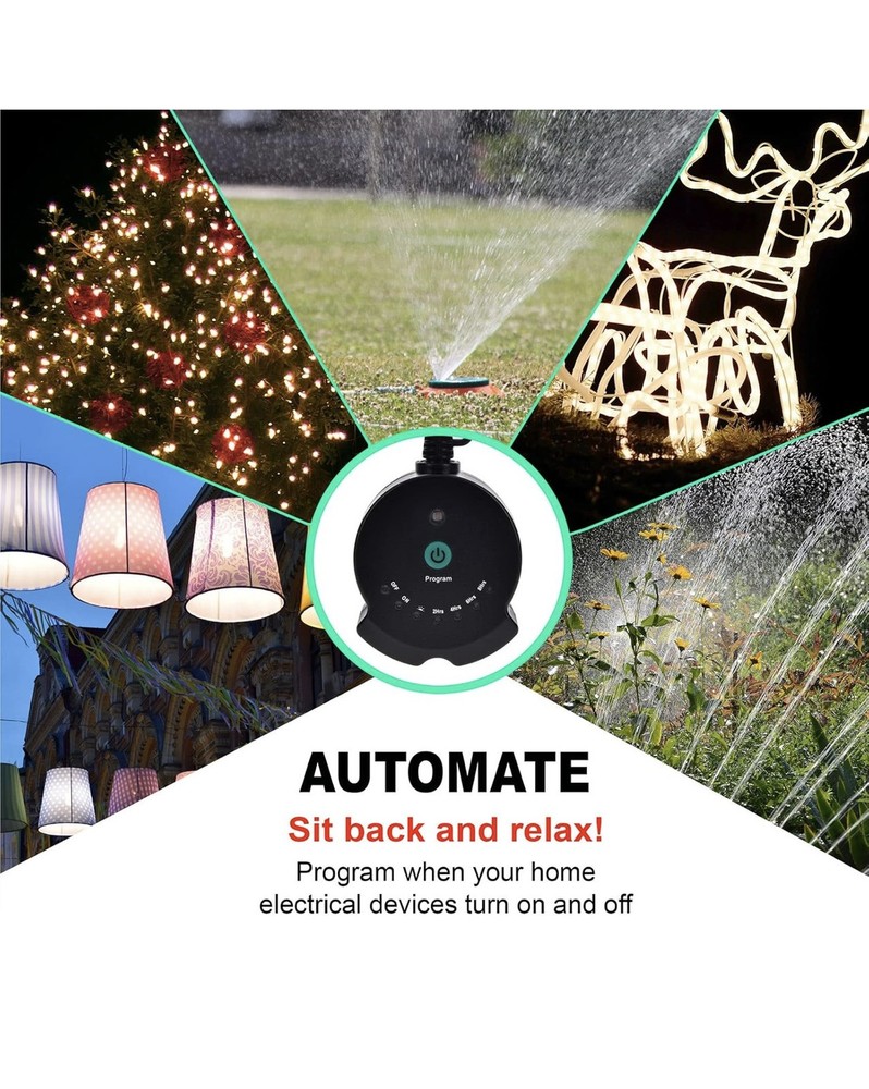 Clear Power Outdoor Plug-in Lighting Timer, Dusk to Dawn Countdown Timer...