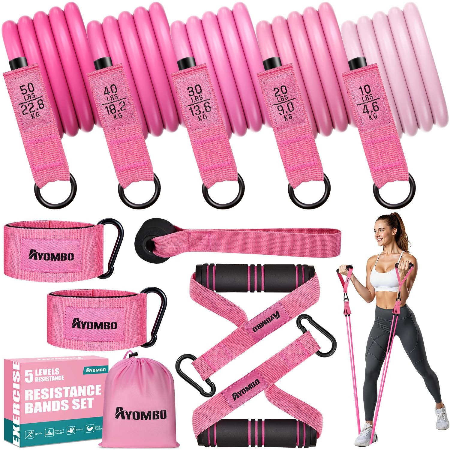 Resistance Bands, Exercise Bands with Handles for Working Out, Fitness Bands ...