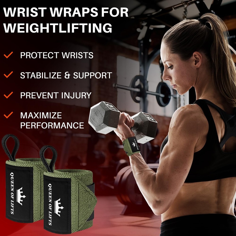 HeavyDuty Weightlifting Wrist Wraps with Thumb Loop for Powerlifting & Training