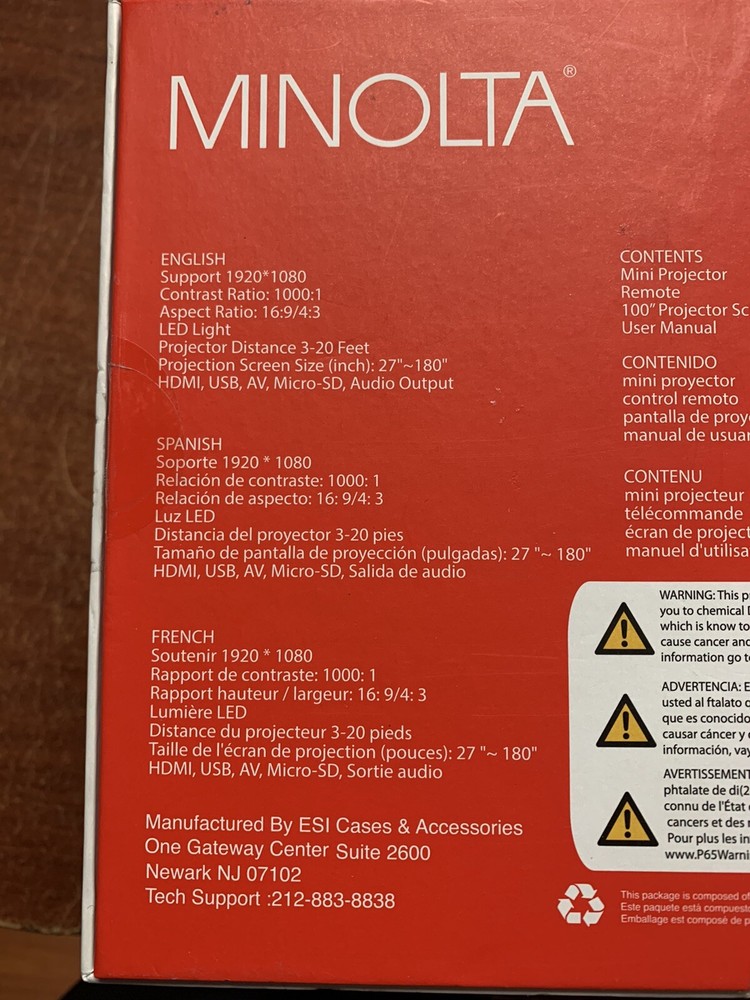 Minolta MN674 Portable Projector Bundle Pack With 100 Inch Screen