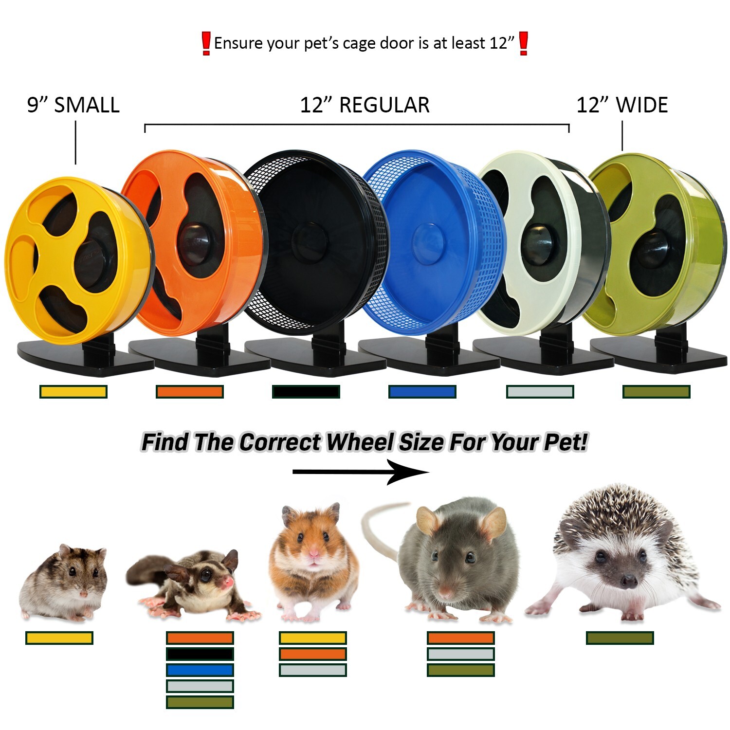 Silent Runner Wheel 12" Regular Exercise Wheel for Sugar Gliders, Rats, Hamsters