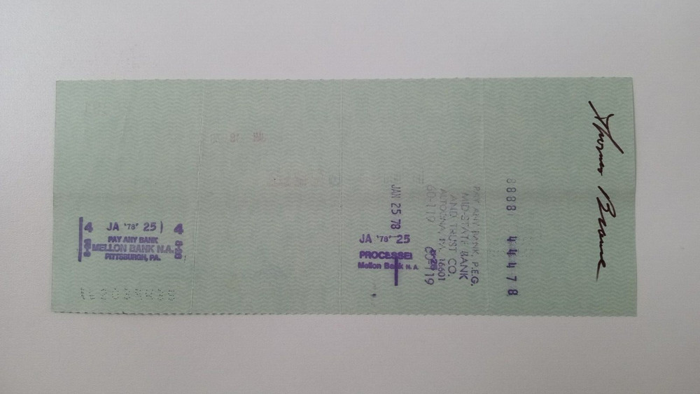 Thomas Brouse: 1978 Pittsburgh Pirates Expense Check