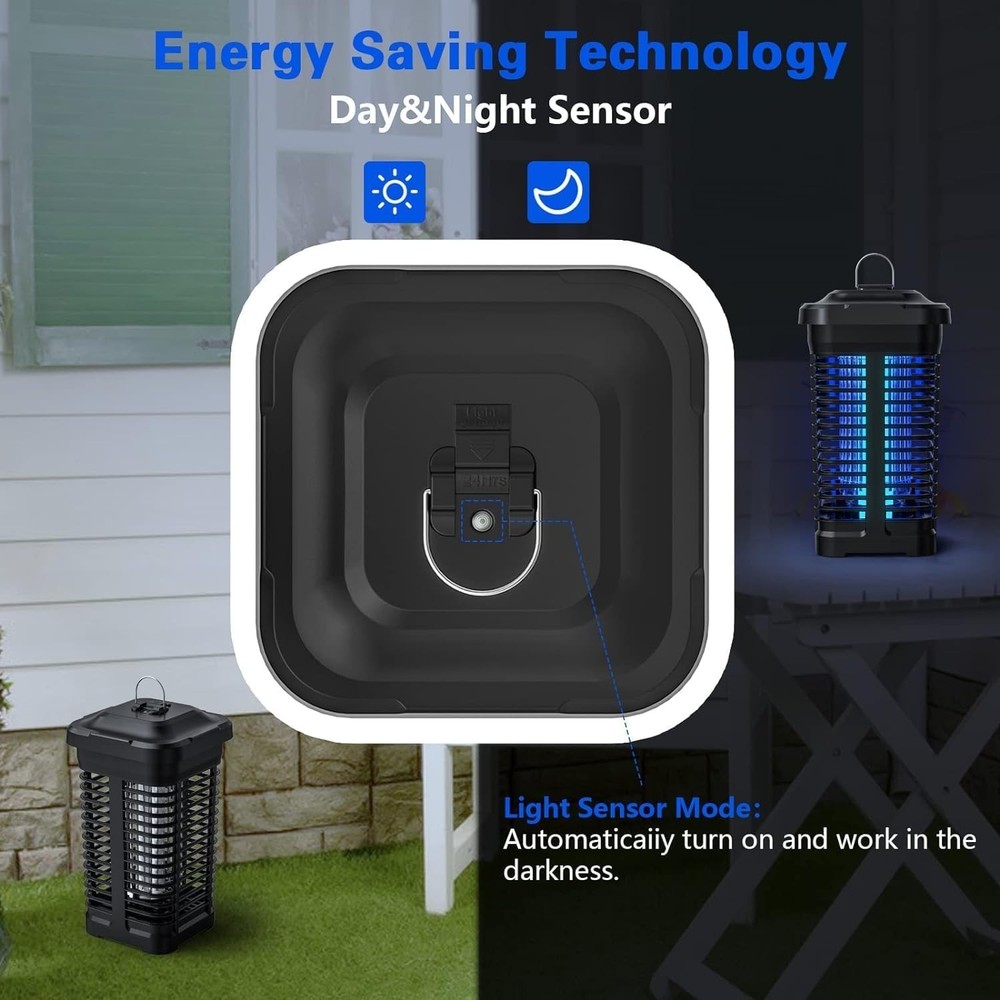 4300V 18W Electric Bug Zapper — Mosquito Killer with Light Sensor