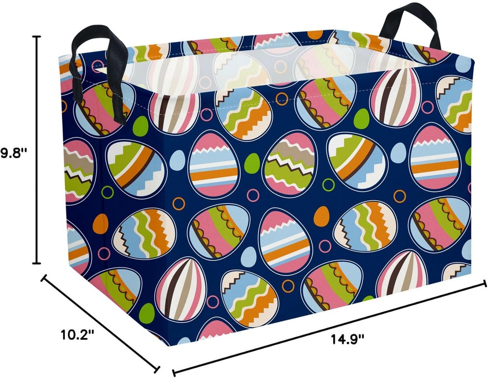 Essme Rectangular Easter Baskets,Bule Bins with Handles for Easter Decor,Shel...